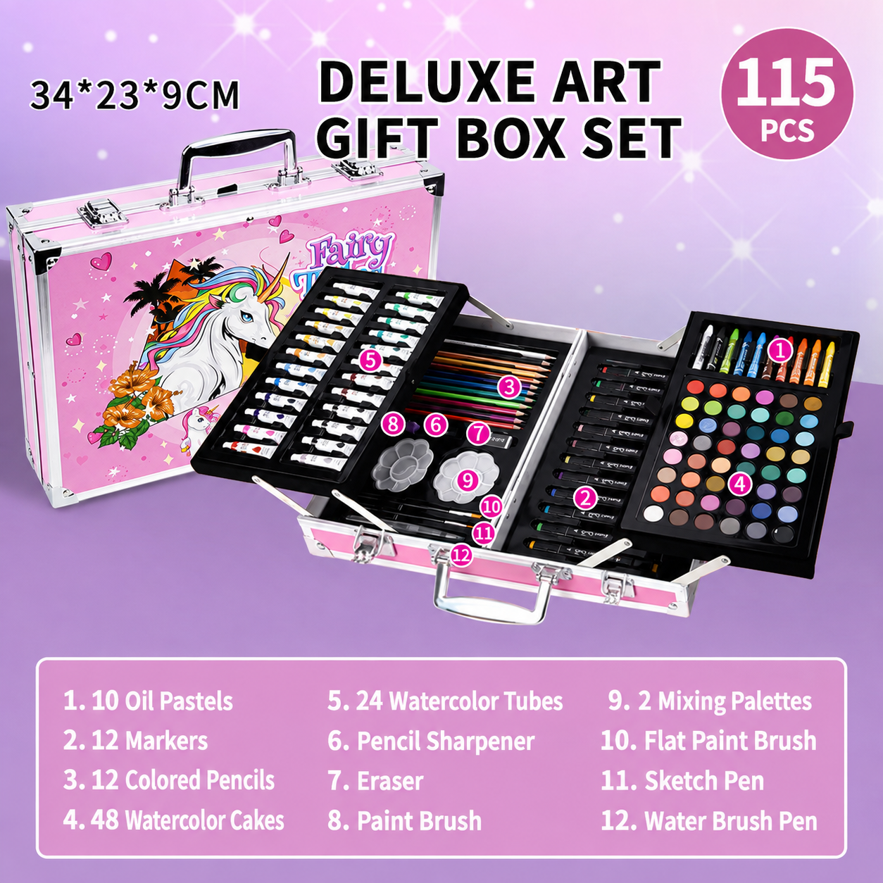 145 PCS Deluxe Art Gift Box Set – Complete Drawing & Painting Kit for Kids
